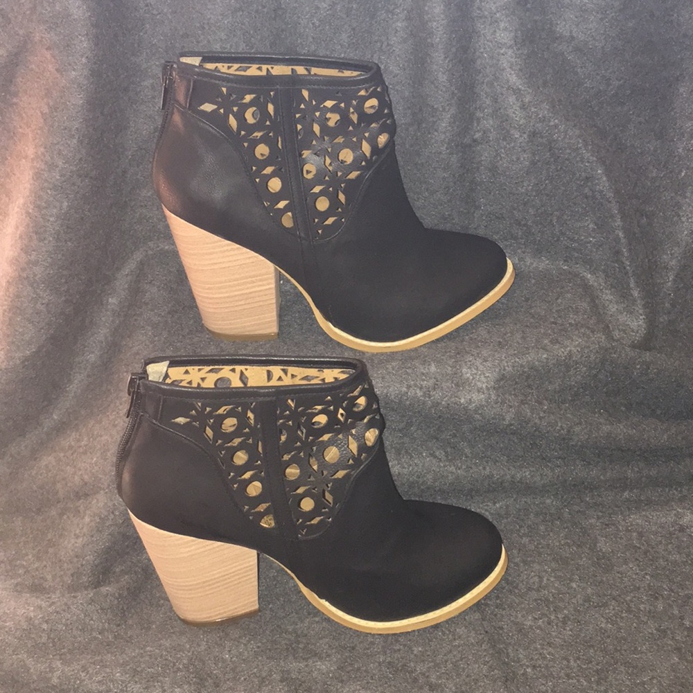 Black leather heels